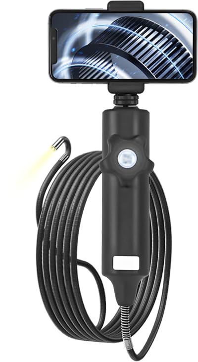 Articulating Borescope Inspection Camera, 0.24in,180° Rotatable Head, 1M/3.28FT, IP67 Waterproof, 6 LED Lights, Android iOS Compatible