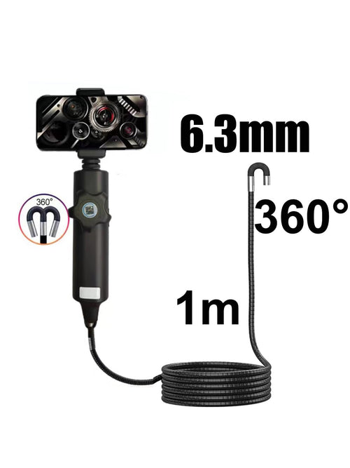 Articulating Borescope Inspection Camera, 0.24in,180° Rotatable Head, 1M/3.28FT, IP67 Waterproof, 6 LED Lights, Android iOS Compatible