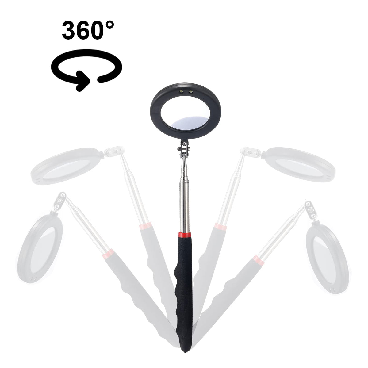 KABUDA 4PCS Telescoping Inspection Mirror LED Lighted Inspection Mirror