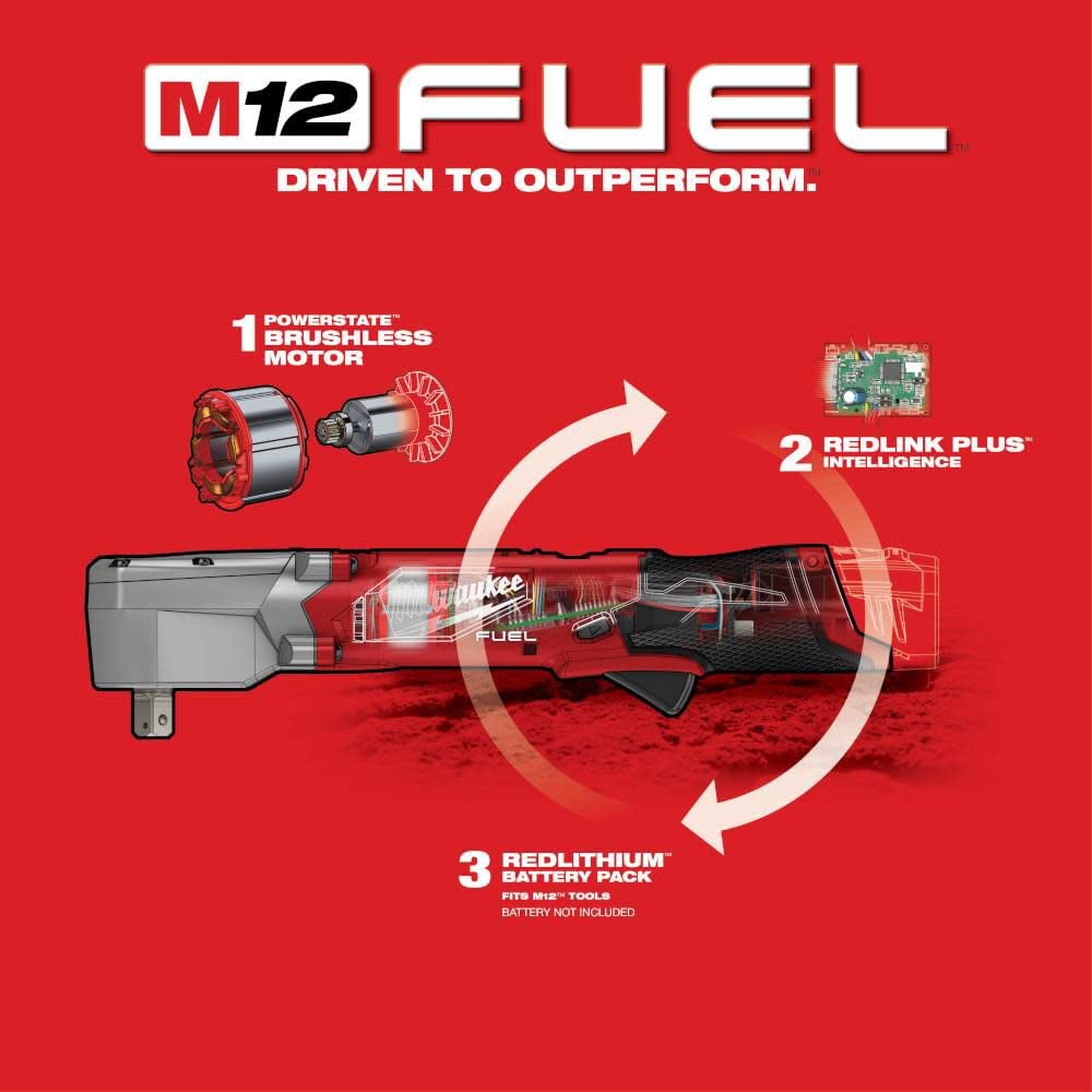 Milwaukee 2565P-20 M12 FUEL 1/2" Right Angle Impact Wrench with Pin Detent - No Battery, No Charger, Bare Tool Only