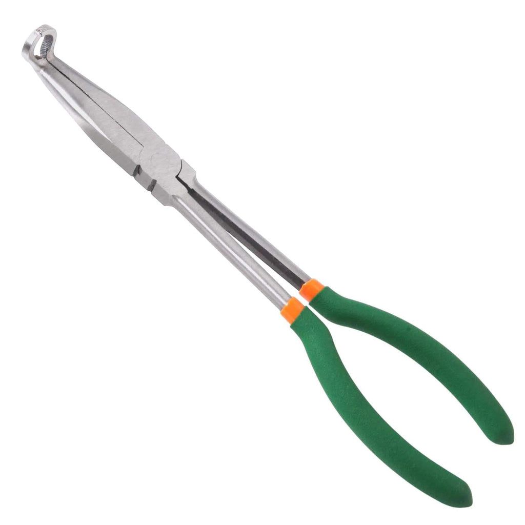 SPEEDWOX Long Reach Hose Grip Pliers 90 Degree Circle Plier Serrated Jaws Ring Nose Spark Plug Removal Tool for Hard to Reach Narrow Spaces High Leverage Reduce Efforts Non-slip Handle