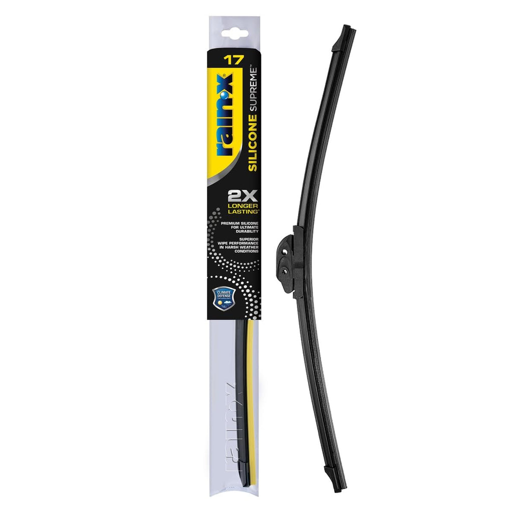 RainX Silicone Supreme Windshield Wiper Blade 17" - Heavy Duty Silicone Squeegee, Extreme Weather Resistance & All-Season Performance, Streak-Free Beam Technology, Quick Install (Pack of 1)