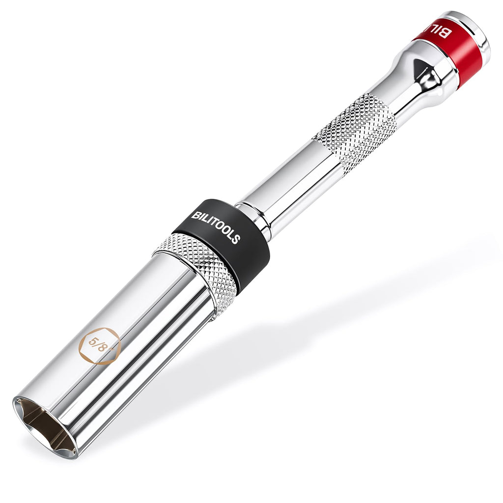 BILITOOLS 5/8" Magnetic Swivel Spark Plug Socket, 3/8" Drive