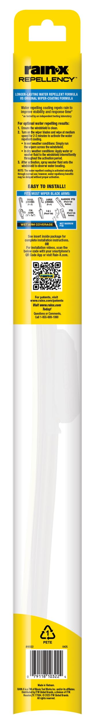 Rain-X 810324 Repellency Water Repellent Wiper Blade, 24" (1 Pack)
