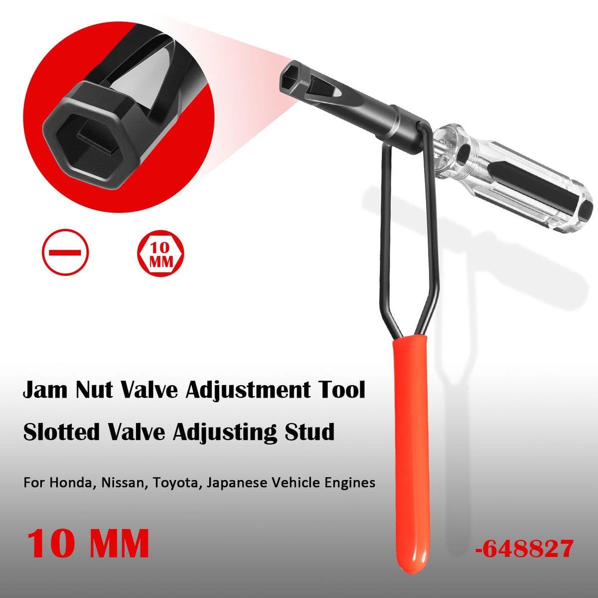 USSKYBOY 10 MM Jam Nut Valve Adjustment Tool 648827, Slotted Valve Adjusting Stud, Fit for Honda, VTEC, Nissan, Toyota, Japanese Vehicle Engines