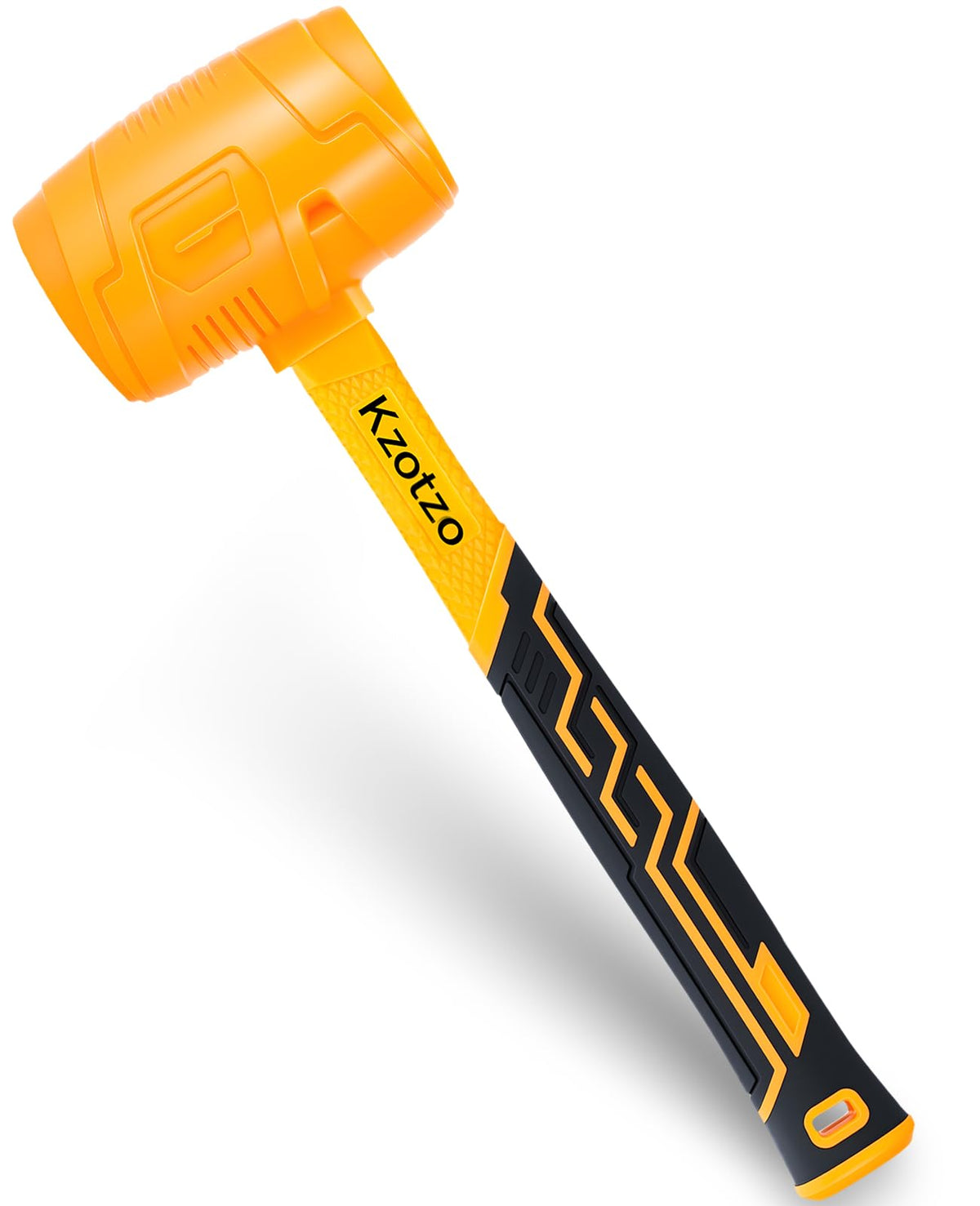 16oz Rubber Mallet Hammer, Fiberglass Handle, Rubber Mallet for Flooring, Tent Stakes, Woodworking, Camping, Soft Blow Tasks without Damage， 2025 upgraded seamless rubber hammer（yellow） (16OZ)