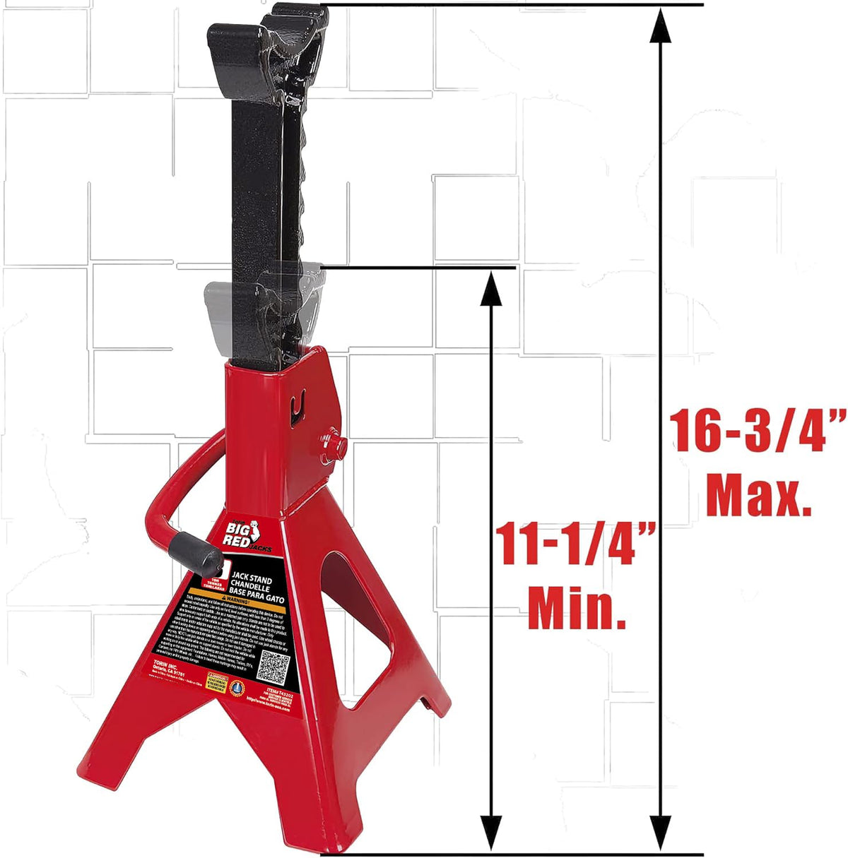 BIG RED T43202 Torin Heavy Duty Steel Jack Stands: 3 Ton (6,000 lb) Capacity Car Lifting Stand,1 Pair (Not Suitable for SUV,Truck)