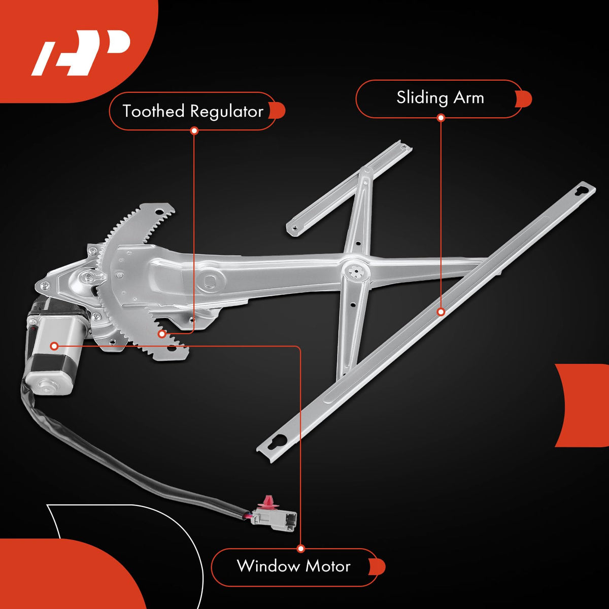 A-Premium Front Passenger Side Power Window Regulator with Motor (2-Pin)