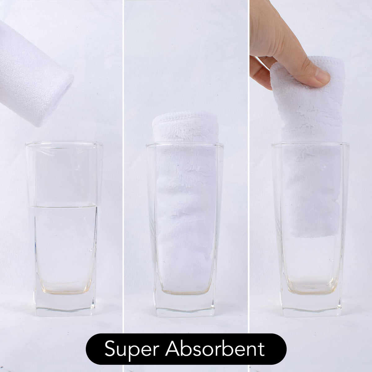SINLAND Microfiber Facial Cloths Fast Drying Washcloth 12inch x 12inch White 6 pack