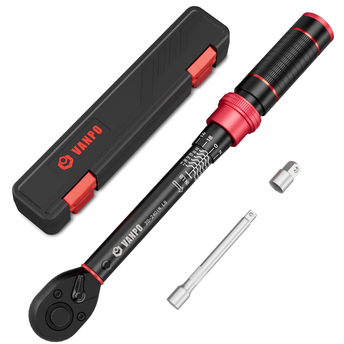 VANPO 1/4-Inch Drive  Click Torque Wrench, 20-240 in.lb  for Bike