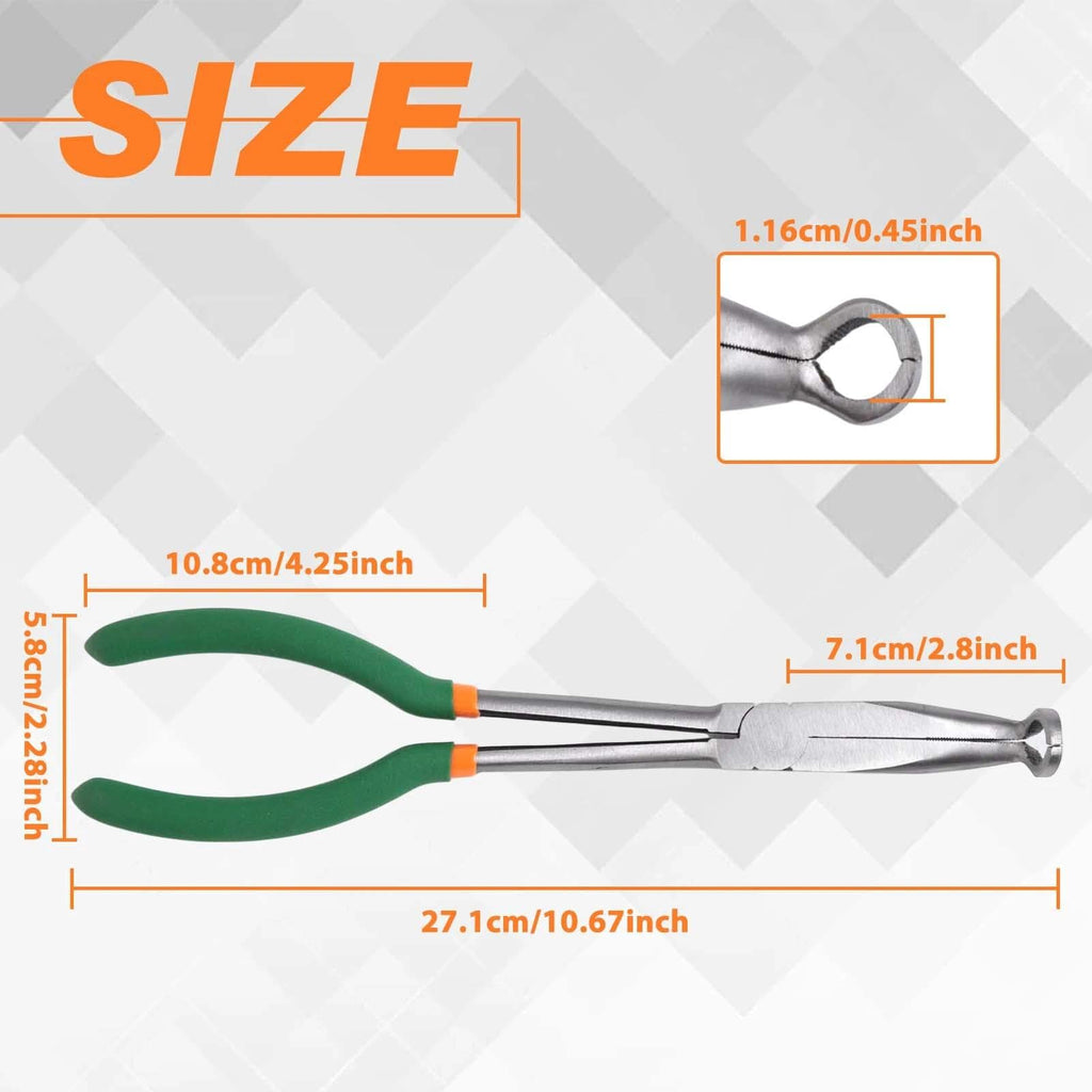 SPEEDWOX Long Reach Hose Grip Pliers 90 Degree Circle Plier Serrated Jaws Ring Nose Spark Plug Removal Tool for Hard to Reach Narrow Spaces High Leverage Reduce Efforts Non-slip Handle