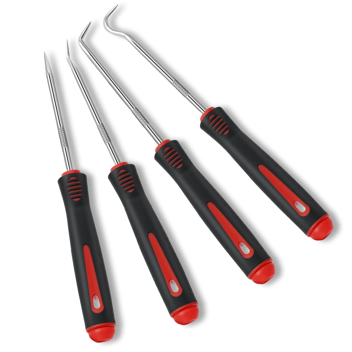 GUIOEIE 4-Piece Pick Set Mechanic, Automotive Hook and Pick Set with Soft Grip & Non-Slip Shaft, Precision Pick Tool & O Ring Pick for Oil Seal, Gasket, Electronics Repair