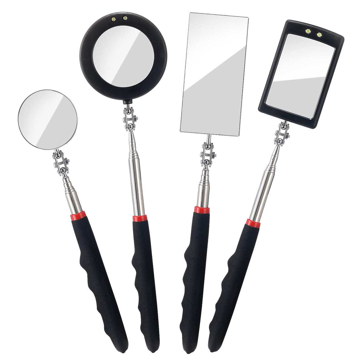 KABUDA 4PCS Telescoping Inspection Mirror LED Lighted Inspection Mirror