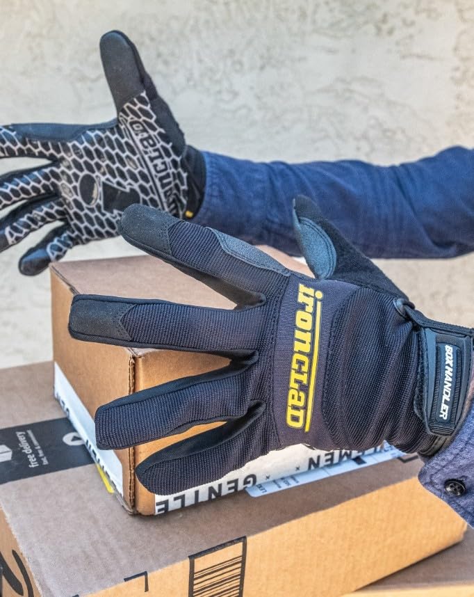 Ironclad Box Handler Work Gloves BHG, Extreme Grip, Performance Fit, Durable, Machine Washable, (1 Pair), X-Large - BHG-05-XL, Black