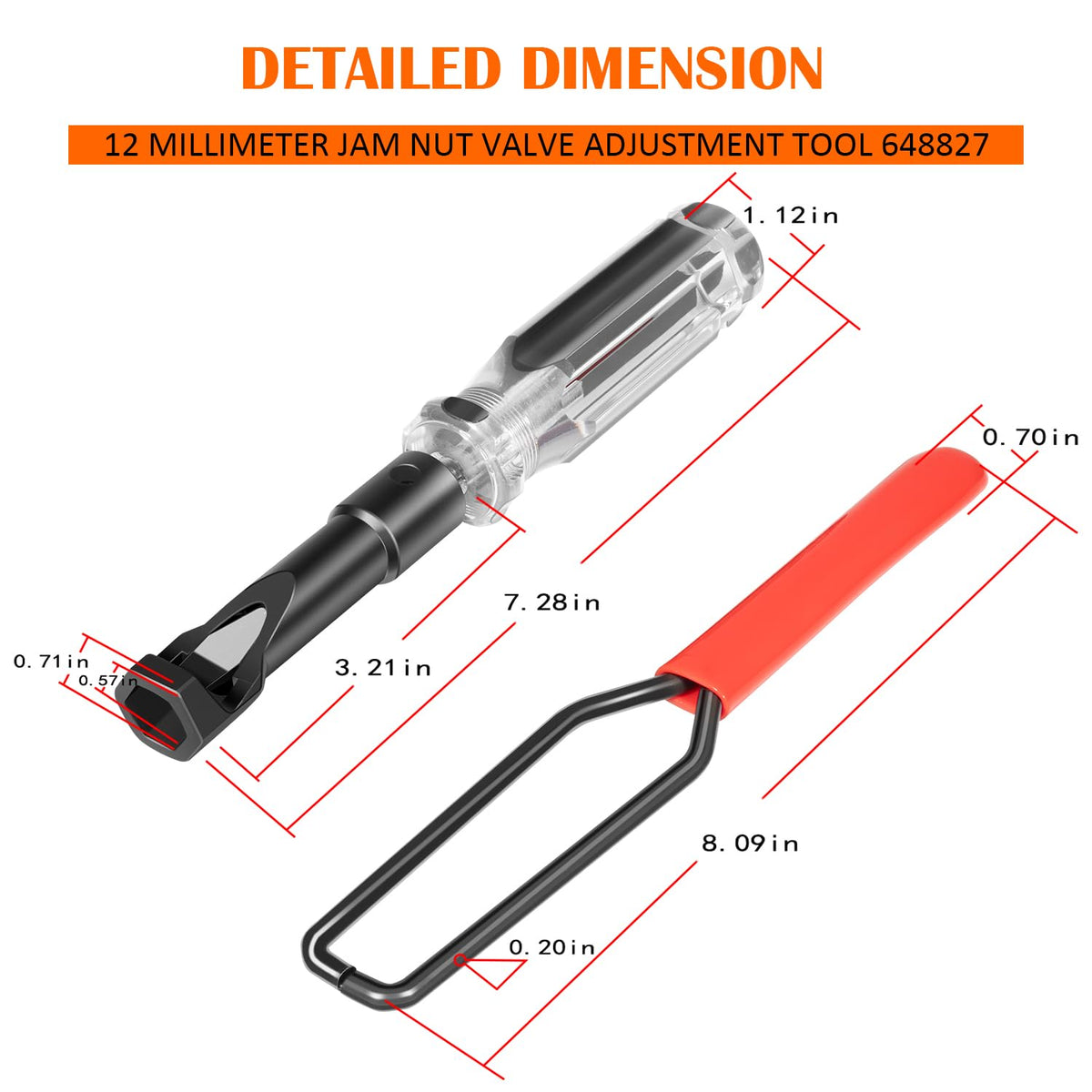 USSKYBOY 12 MM 7-1/2-Inch Jam Nut Valve Adjustment Tool 648828, Slotted Valve Adjusting Stud, Fit for Honda, Nissan, Toyota, Japanese Vehicle Engines