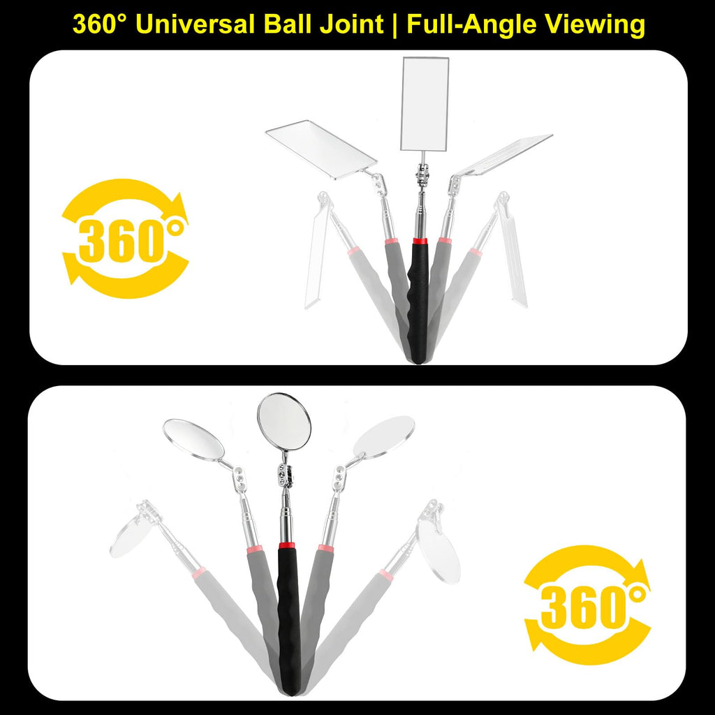 Tuewuqo 2 Pack Telescoping Inspection Mirror for Mechanic