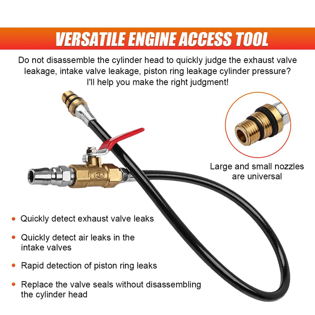 LAINLOY Car Engine Air Valve Holder Pressure Pipe, M12 M14 Thread to 1/4 NPT Cylinder Leakage Testing Assistant Tool with Ball Valve, Valve Spring Compressor Removal Tool Fits Trucks
