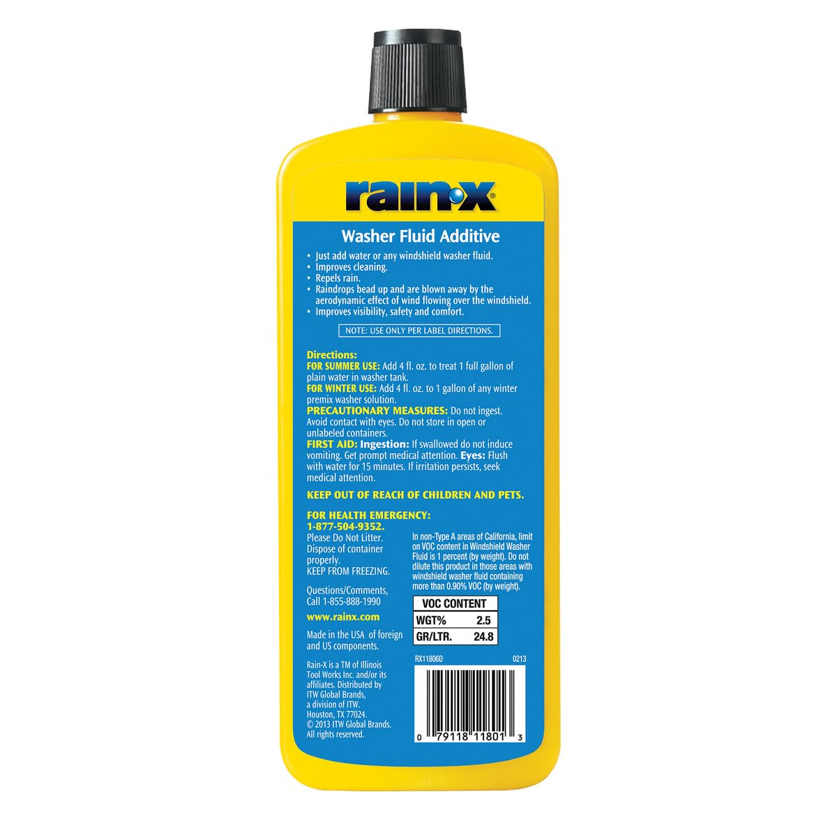 Rain-X RX11806D Washer Fluid Additive-16.9 fl. oz, 500. ml
