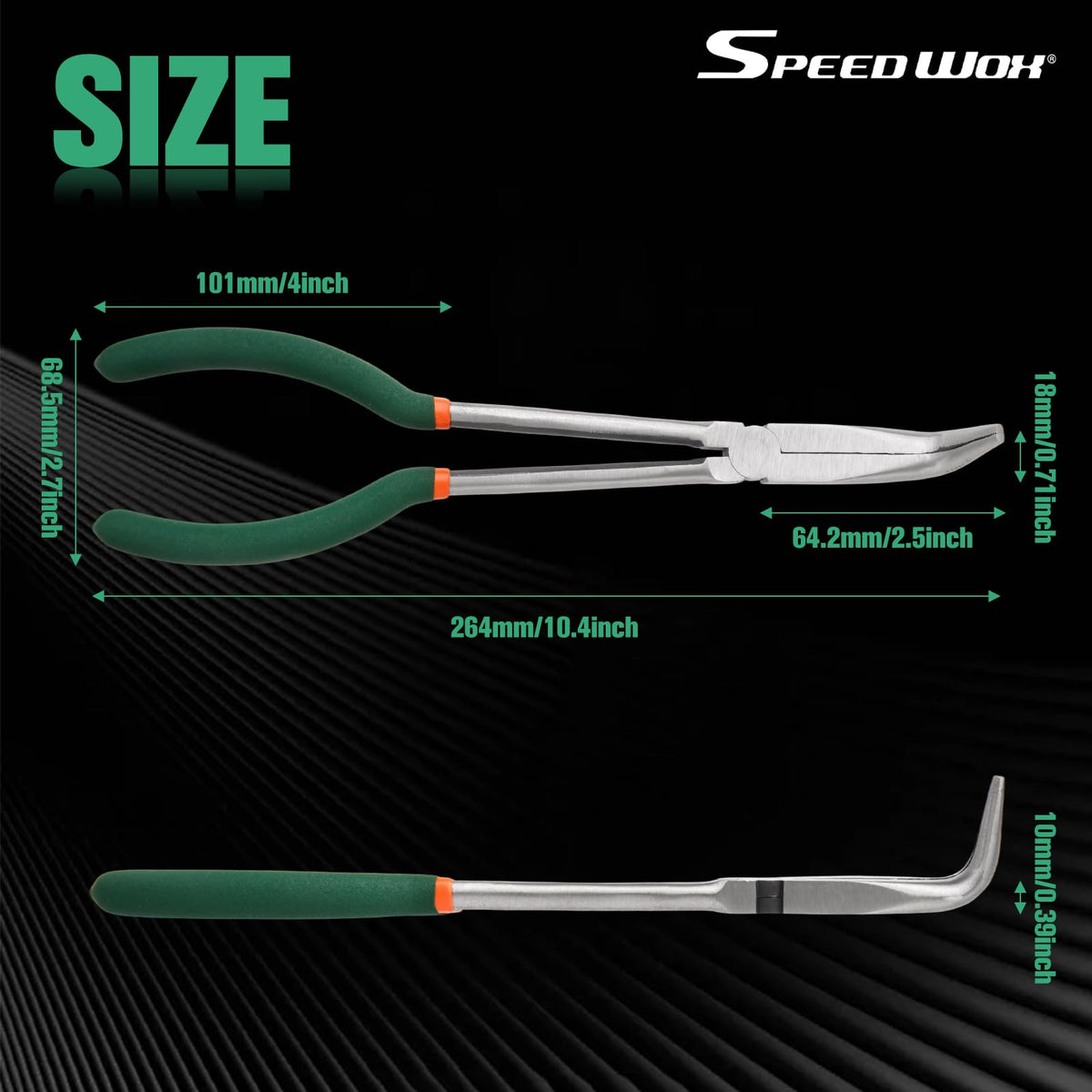 SPEEDWOX 90 Degree Long Reach Bent Nose Pliers 10 Inches Serrated Teeth