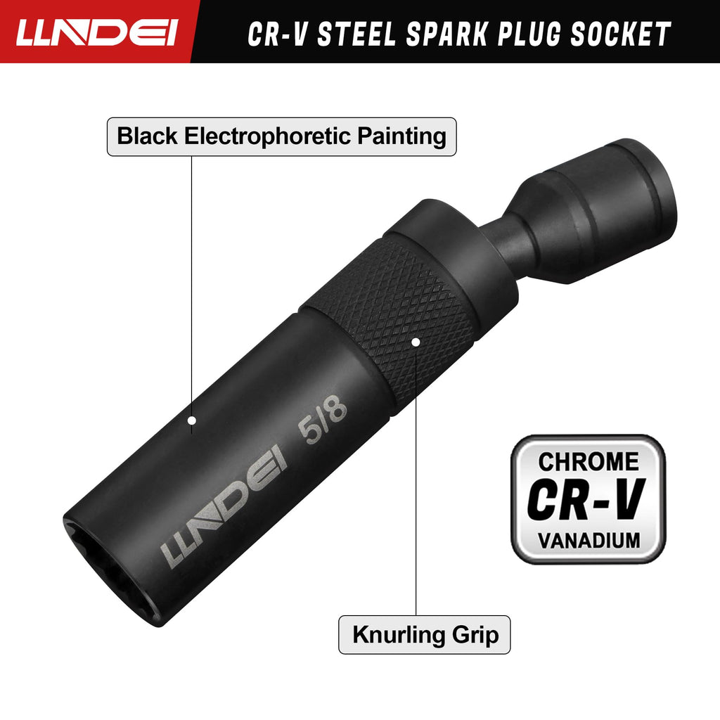 LLNDEI 3/8-Inch Drive Magnetic Swivel Spark Plug Socket Set 6Pcs