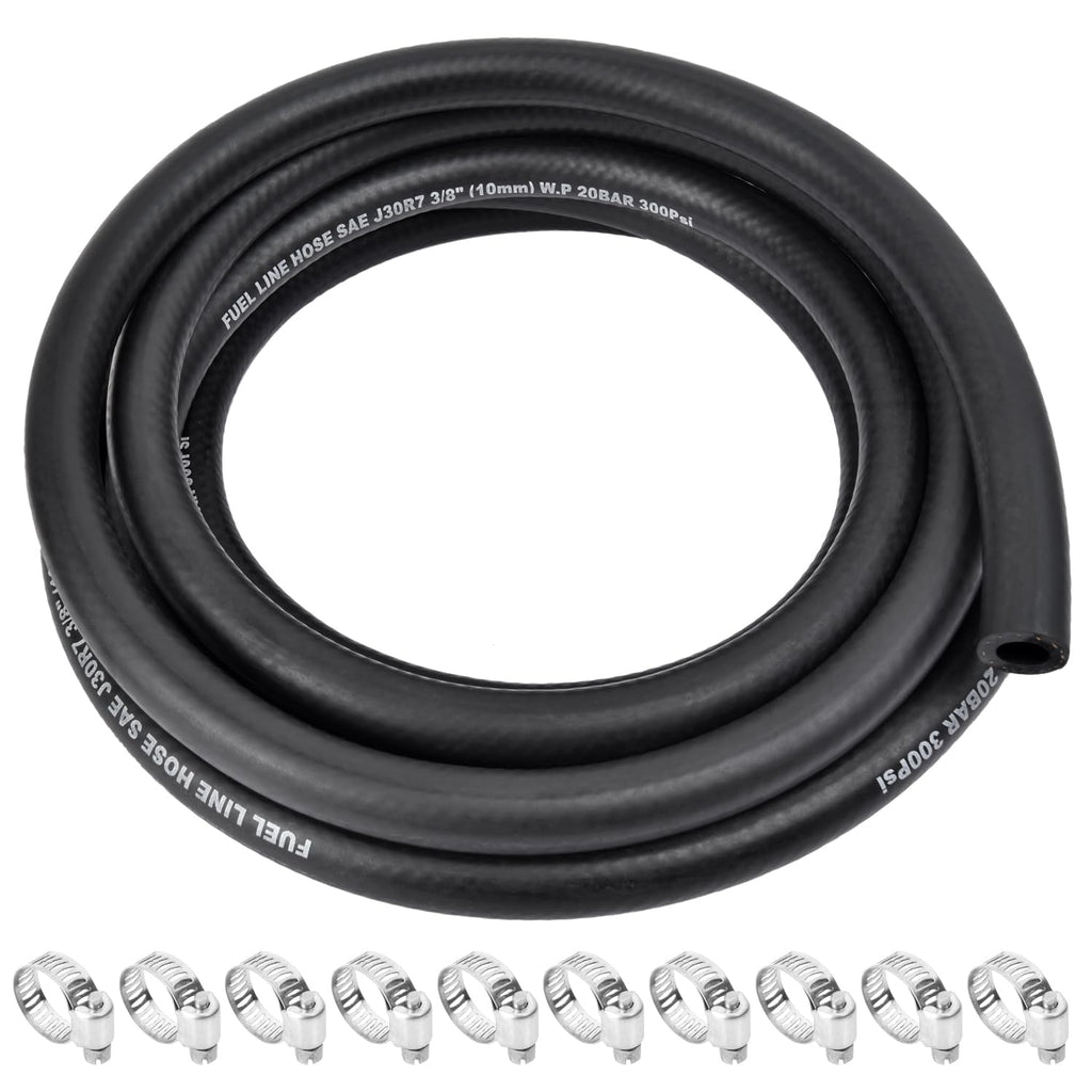 5/8 Inch ID Fuel Line Hose - 10FT Fuel Line with 10PCS Hose Clamps,300PSI High-Pressure Fuel Line for Automotive Fuel Systems Engines (5/8" ID-10Ft)