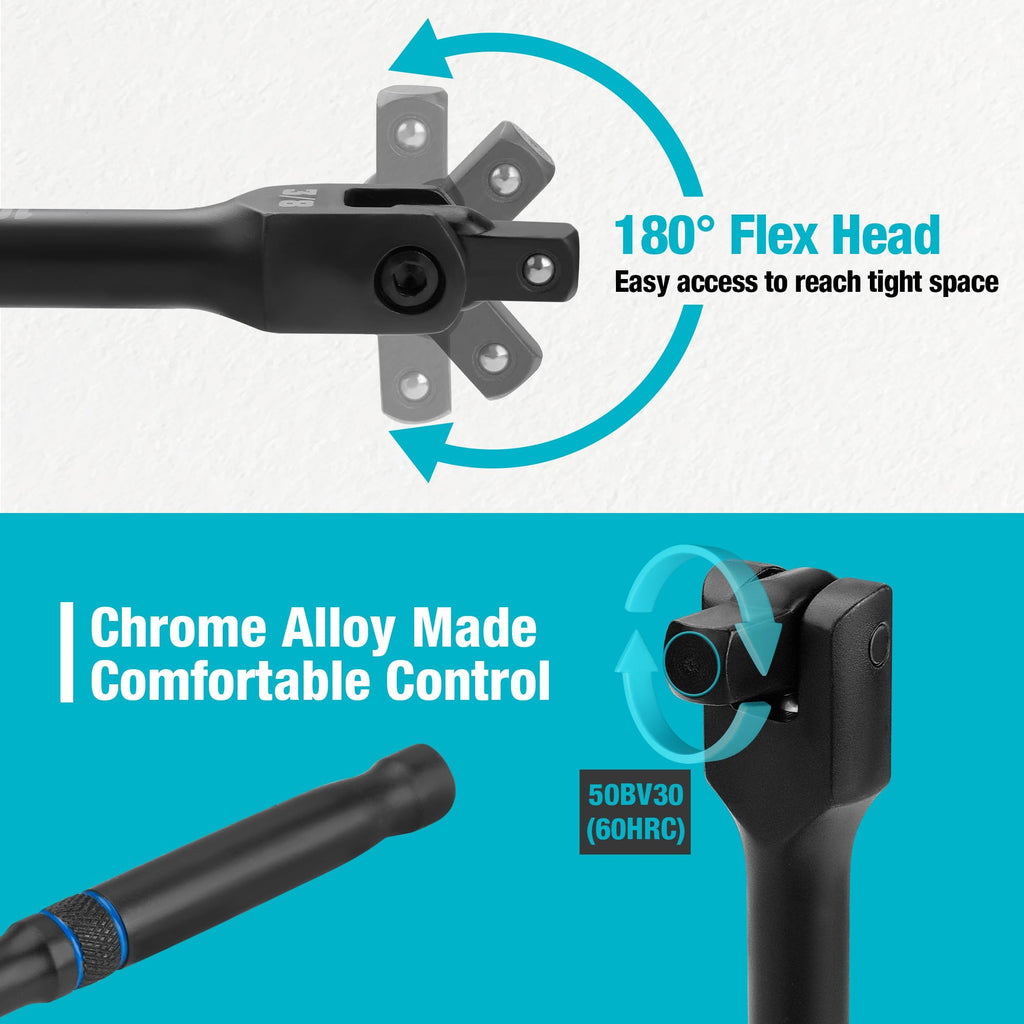 DURATECH 3PCS Breaker Bar Set with Upgrade Black Phosphate Coating