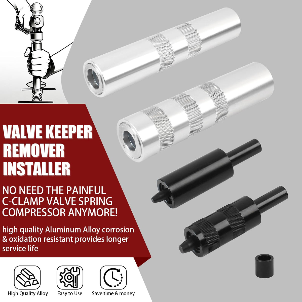 ATENGIDR 36050 Valve Keeper Remover and Installer Kit for 4.5mm-7.5mm & 5/16"-3/8" Valve Stems,Valve Spring Compressor & Retainer Removal Tool Fit for Toyota Four Cylinder & Chrysler New World Engines