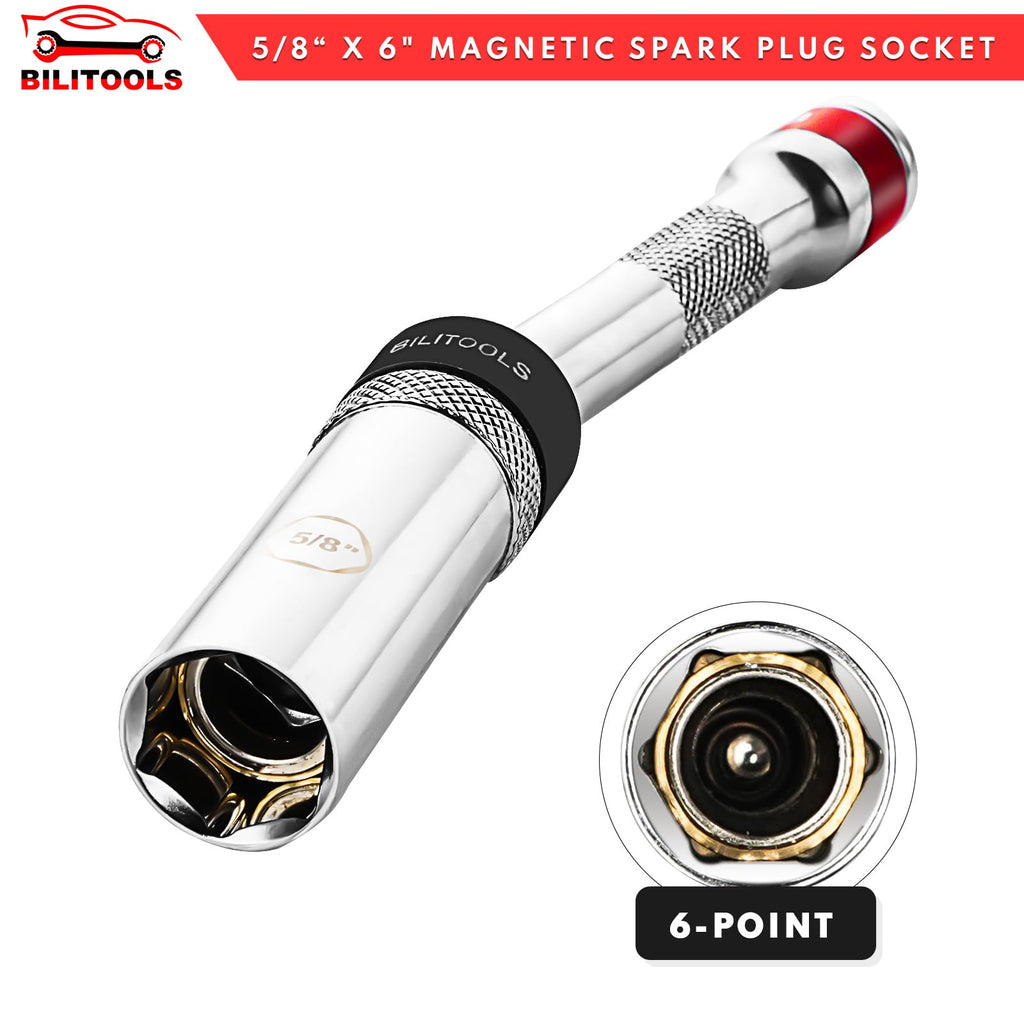 BILITOOLS 5/8" Magnetic Swivel Spark Plug Socket, 3/8" Drive