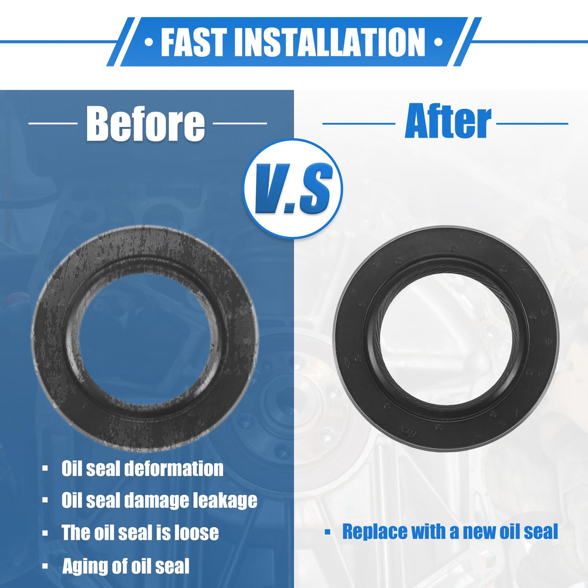 VekAuto 2 Pcs Engine Camshaft Seals Compatible for Honda CR-V 1997-2001, Durable Rubber Black Oil Seal