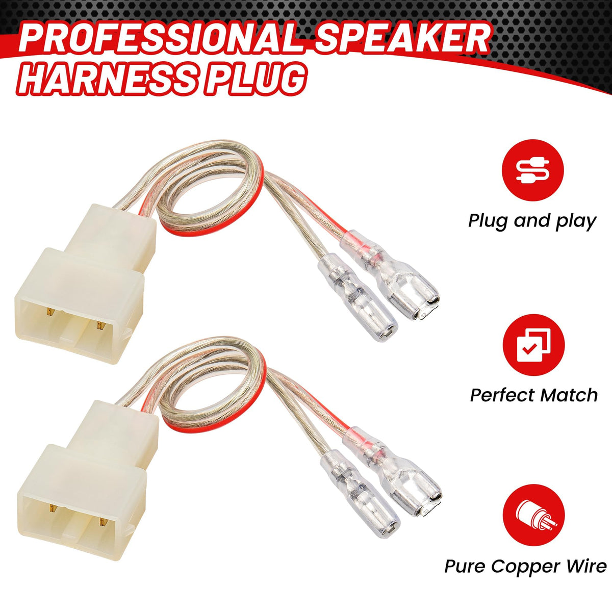 RED WOLF Speaker Connector Wire Harness for 1986-2019 Honda Civic Accord Odyssey CRV Acura CL TL RL Integra MDX Vigor Legend Replace Install Aftermarket Speaker Adapter 2 PCS