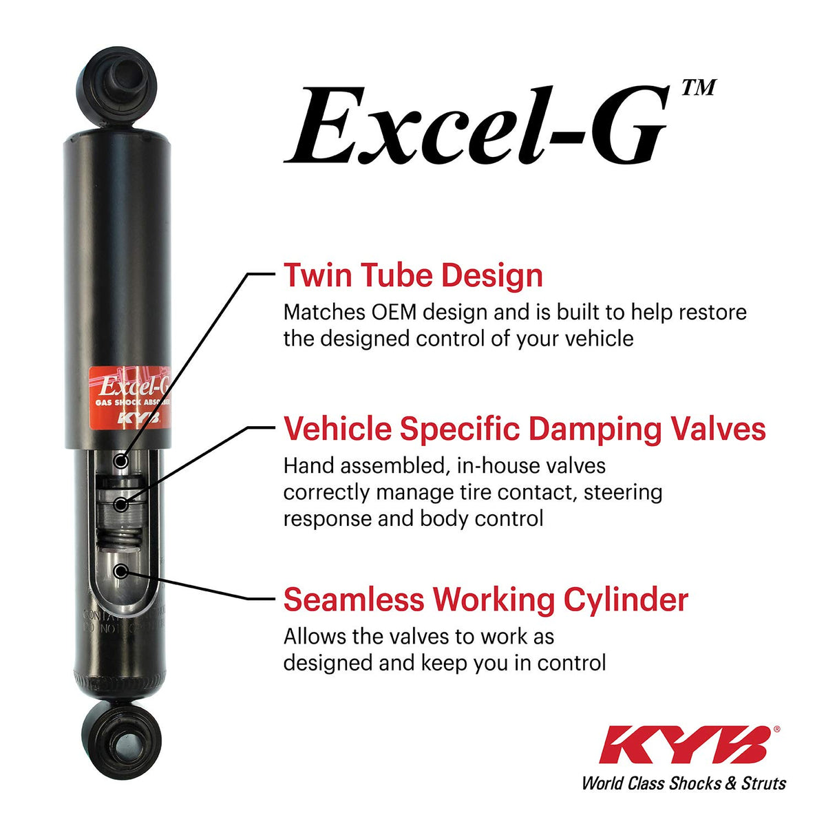 KYB 341260 Excel-G Gas Strut, Black , Silver