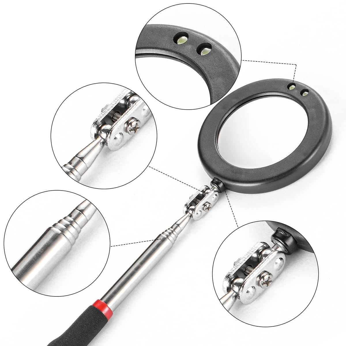 KABUDA 4PCS Telescoping Inspection Mirror LED Lighted Inspection Mirror