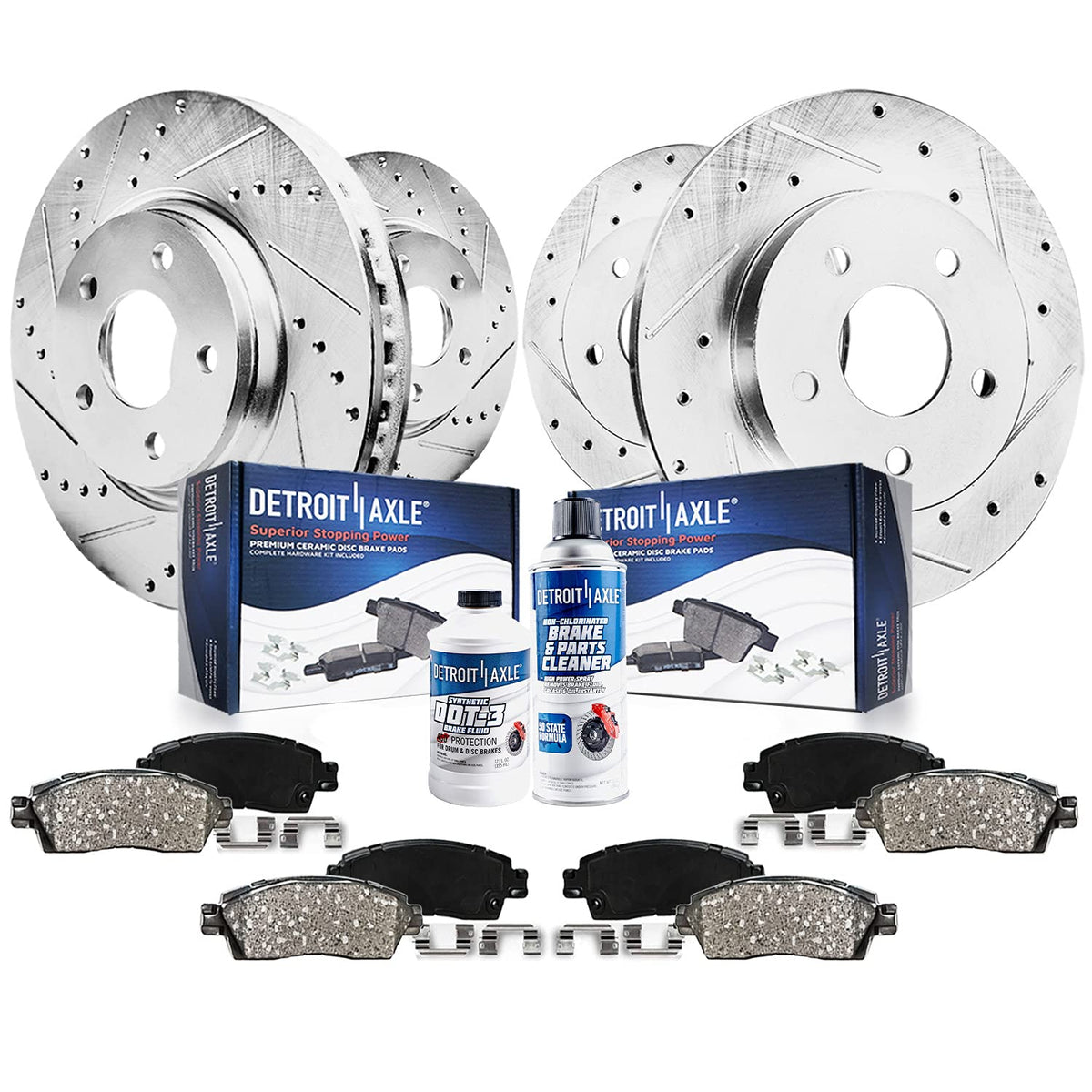 Detroit Axle - Drilled and Slotted Brake Kit for 05-10 Scion TC