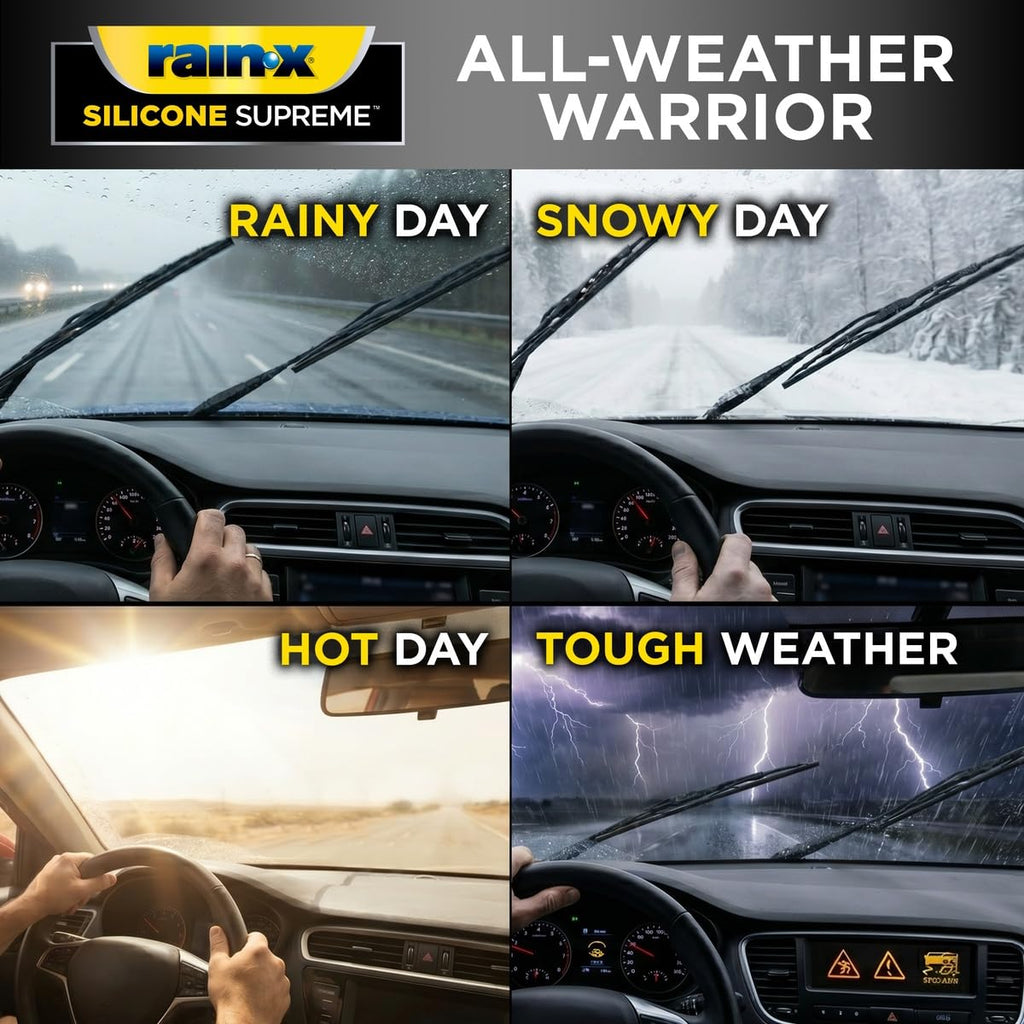 RainX Silicone Supreme Windshield Wiper Blade 20" - Heavy Duty Silicone Squeegee, Extreme Weather Resistance & All-Season Performance, Streak-Free Beam Technology, Quick Install (Pack of 1)