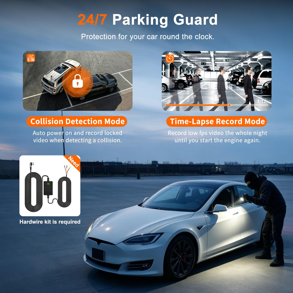 4 Channel 360° Dash Cam, 2K Front +1080P Rear Left Right with 64GB SD Card