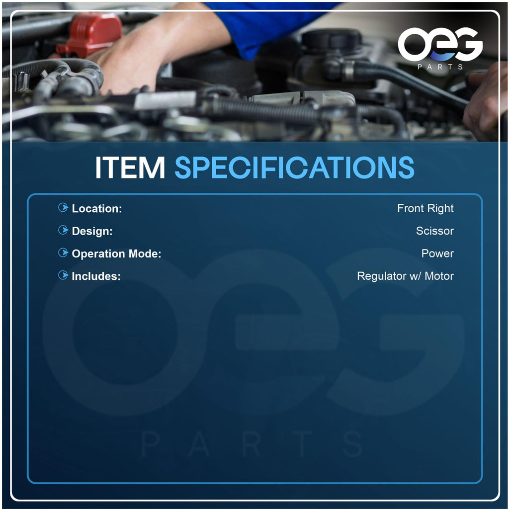 OEG Parts Window Regulator and Motor Assembly Fits Honda PPWPR1010RM