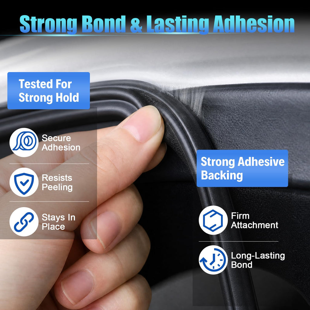 Car Door Seal Strip 5-Hole - alophoty 16.5 Ft EPDM Rubber Self-Adhesive Automotive Weather Stripping, 0.39" × 0.31", Soundproof Waterproof & Dustproof, Fits Cars SUVs Trucks RVs