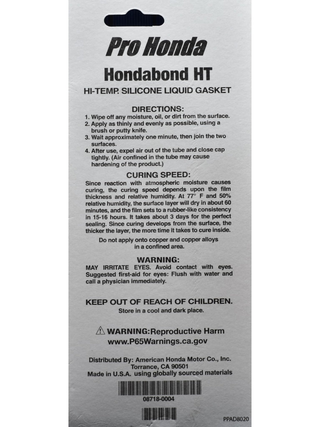 Honda Genuine 08718-0004 Hondabond HT – High Temperature Silicone Liquid Gasket, 1.9 fl oz Tube