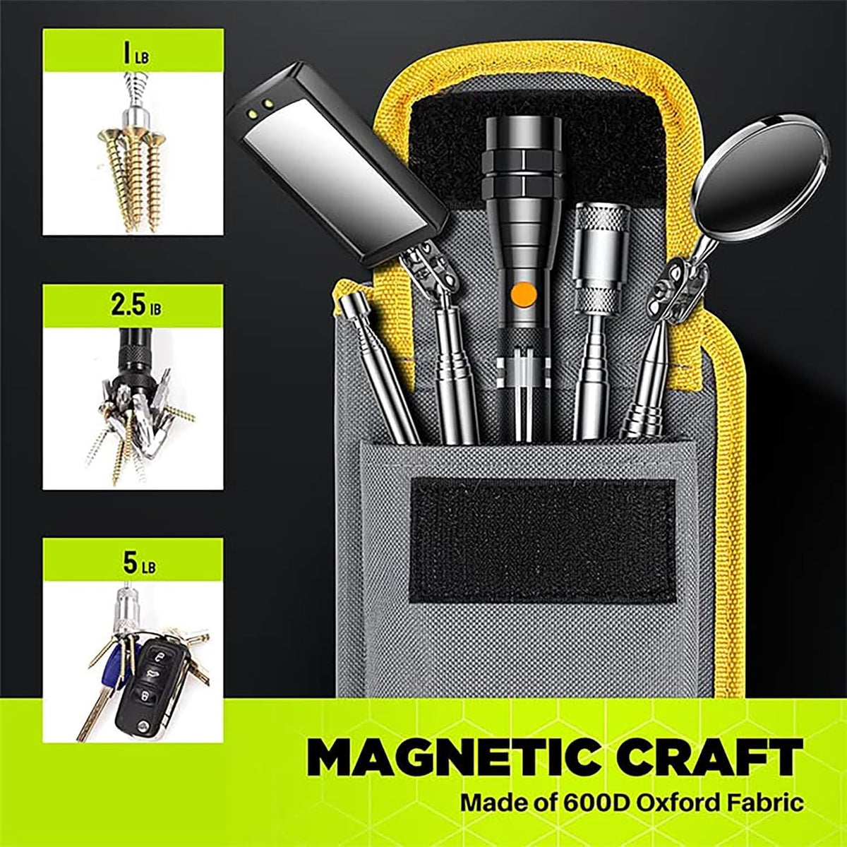 Telescoping Magnetic Pickup Tool Set, Inspection Mirror Telescoping, LED Flashlight, Cool Gadgets for Men, Gifts for, Dad, Husband, Kids, Boyfriend, Magnet Stick (Amber)