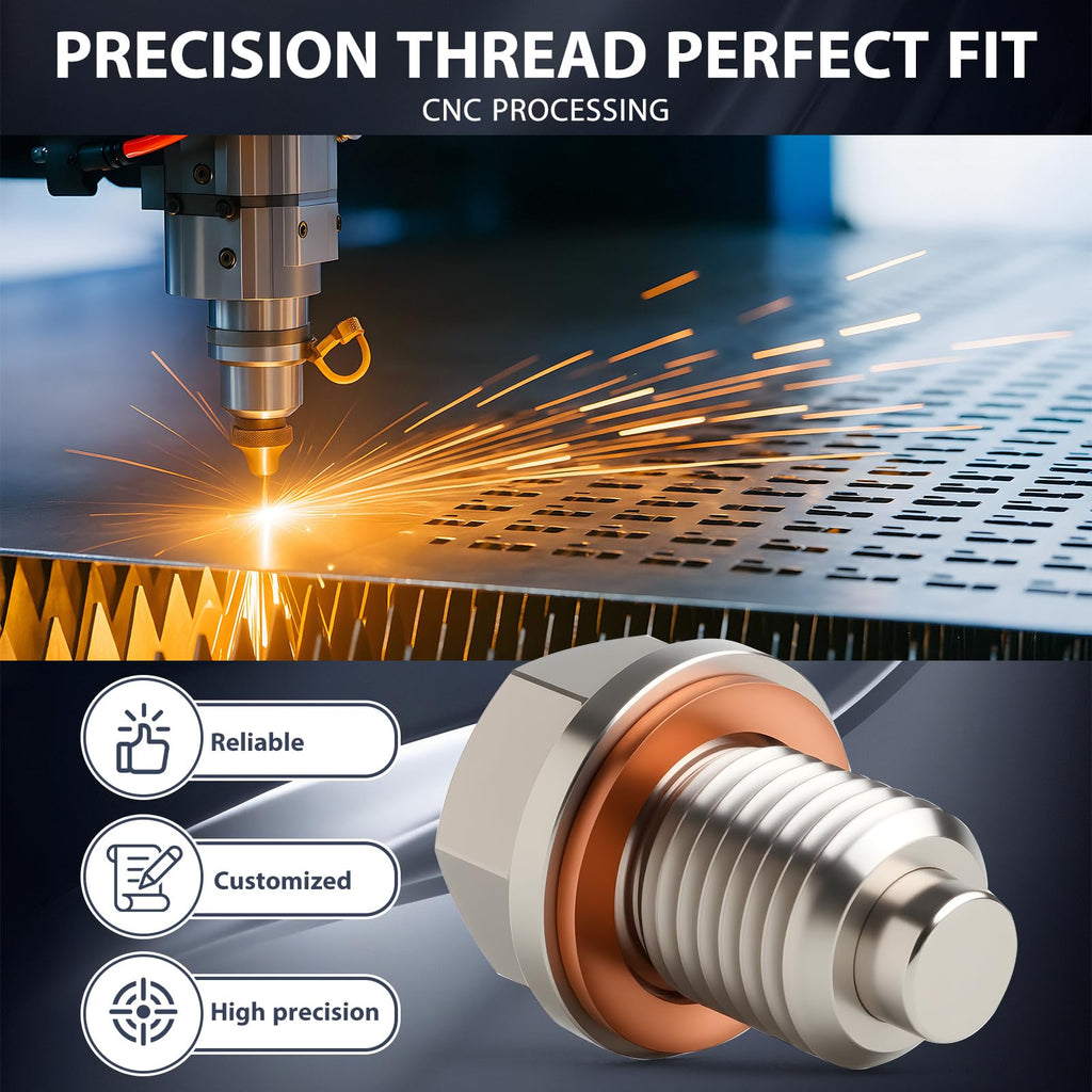 Tyfrozn M14 x 1.5 Magnetic Stainless Steel Oil Drain Plug Sump Drain Nut Bolt with Copper Gasket Crush Washer Compatible with Most Ford, GM, Hyundai, KIA and Accord, CRV, Civic, Pilot, Fit, Odyssey