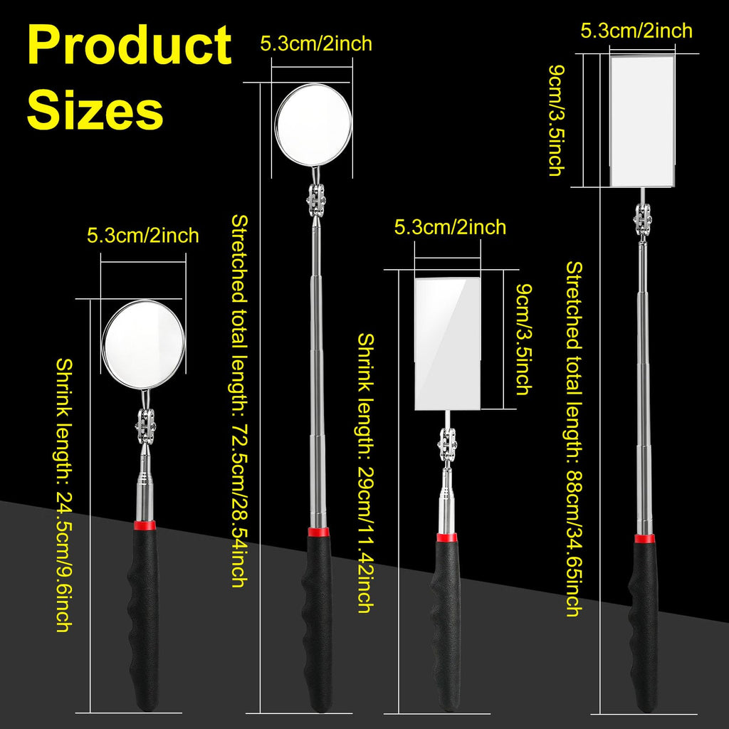 Tuewuqo 2 Pack Telescoping Inspection Mirror for Mechanic