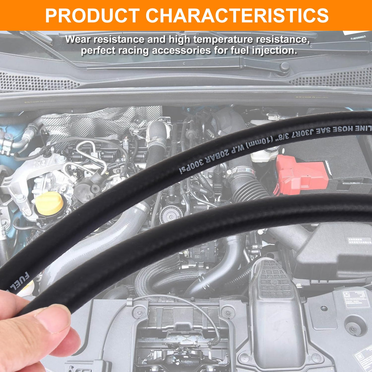 5/8 Inch ID Fuel Line Hose - 10FT Fuel Line with 10PCS Hose Clamps,300PSI High-Pressure Fuel Line for Automotive Fuel Systems Engines (5/8" ID-10Ft)