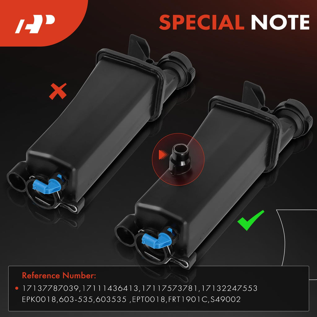 A-Premium Engine Coolant Overflow Recovery Reservoir Tank - W/Sensor & Cap [DOHC, 6Cyl 2.2 2.5 2.8 3.0L] Compatible with BMW E46-99-06-320i, 325xi, 328i, 330xi, X3, X5 & More, for# 17137787039