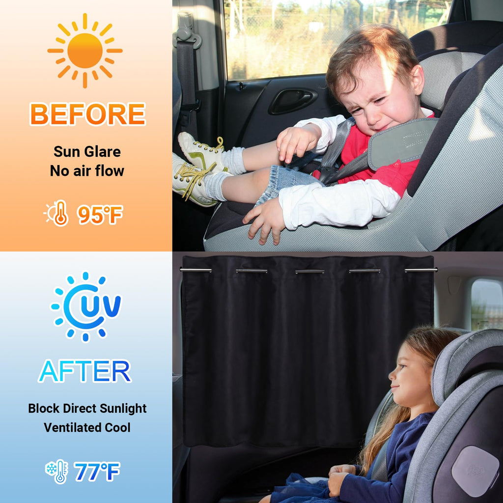 ZATOOTO Car Window Shades with Rods,Back Hatch Tailgate Shade,Universal Fit