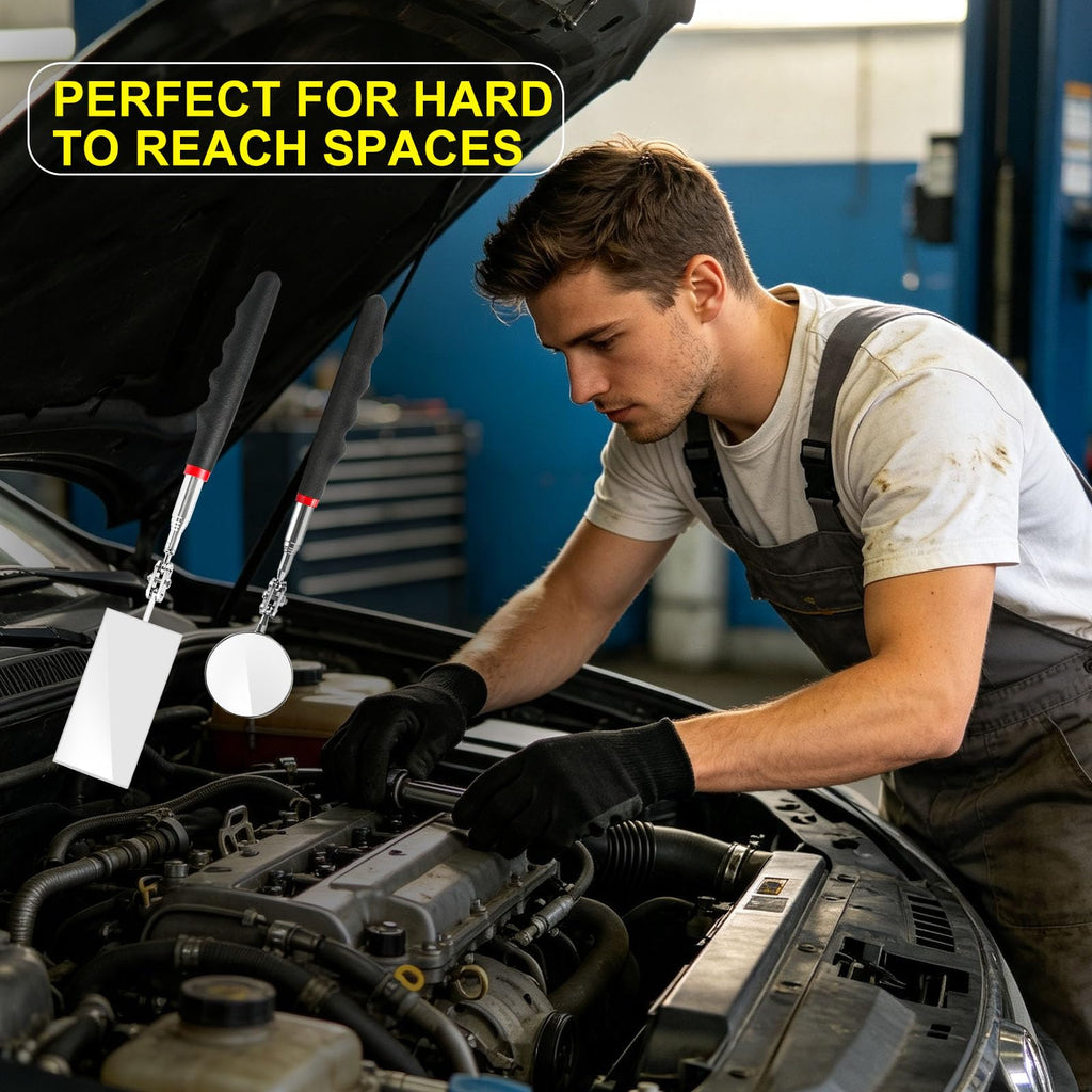 Tuewuqo 2 Pack Telescoping Inspection Mirror for Mechanic