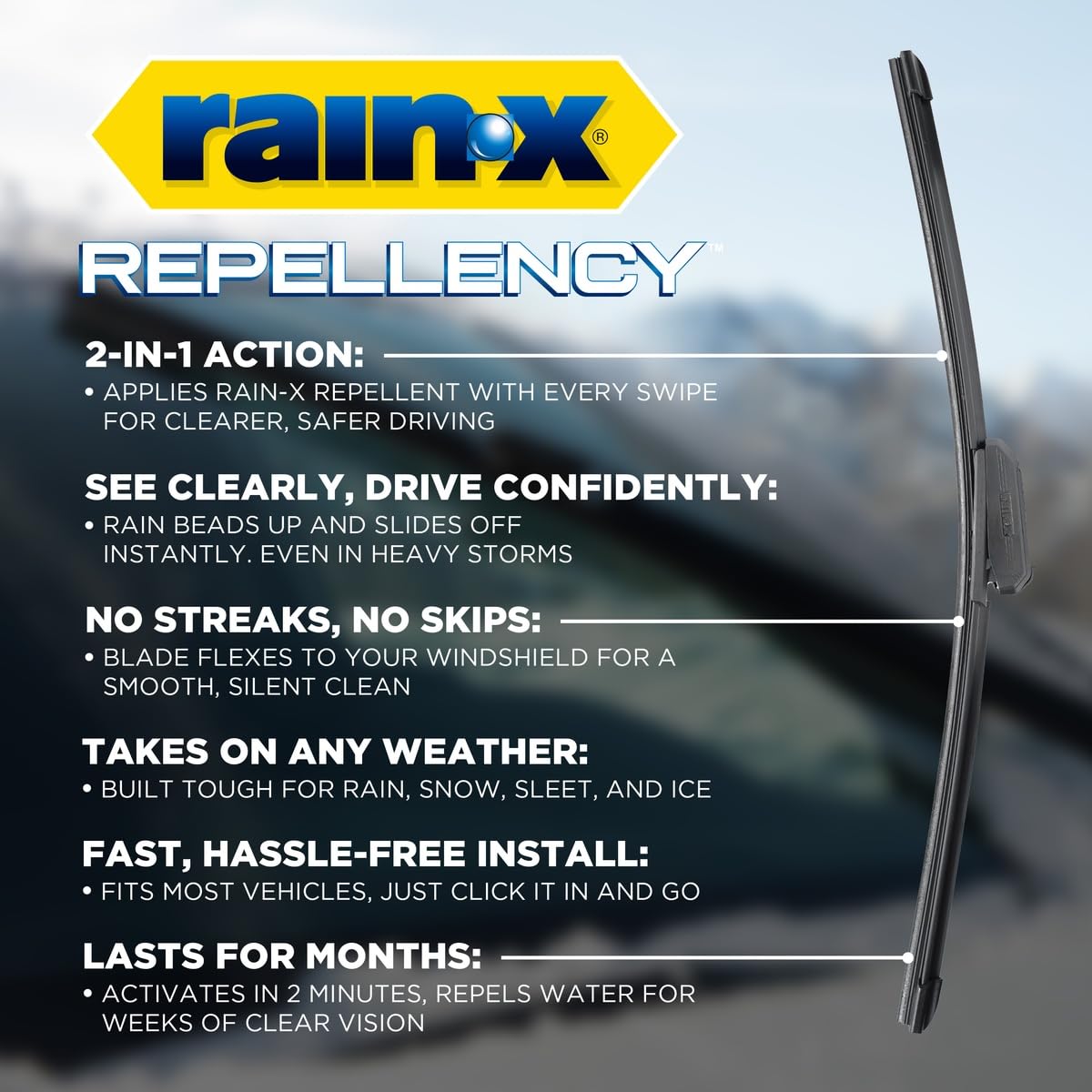 Rain-X 810324 Repellency Water Repellent Wiper Blade, 24" (1 Pack)