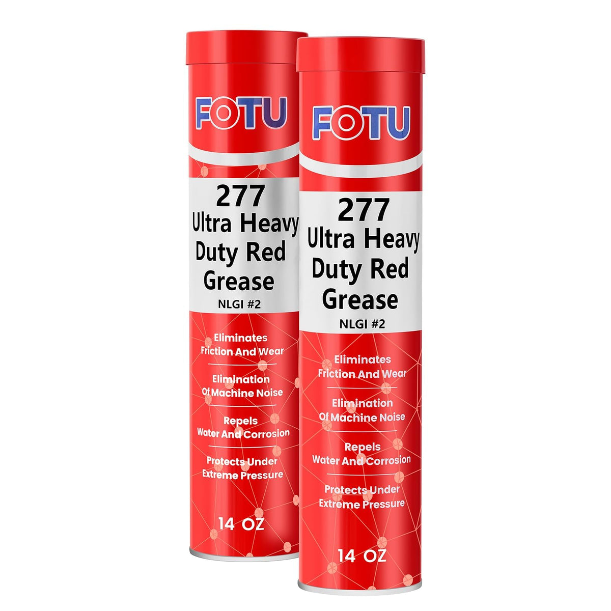 FOTU 277 Ultra Heavy-Duty Red Grease Tube,2-Pack 14oz Wheel Bearing Grease