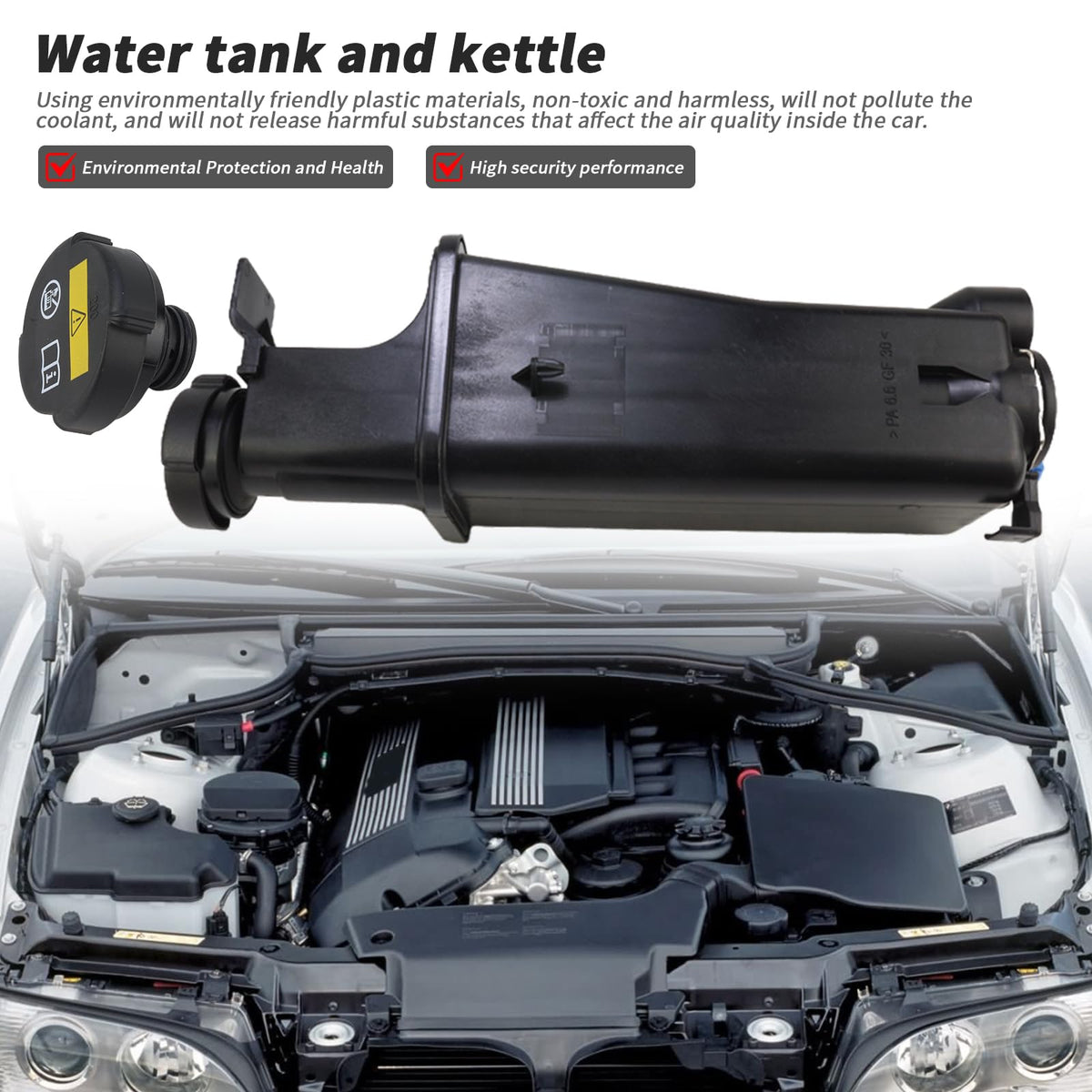 17137787039 Engine Coolant Overflow Recovery Reservoir Tank with Sensor & Cap for BMW X3 2001-2006 X5 2001-2005 323Ci 323i 325Ci 325i 325xi 328Ci 328i 330Ci 330i Replaces 17117573781 603-535 603535