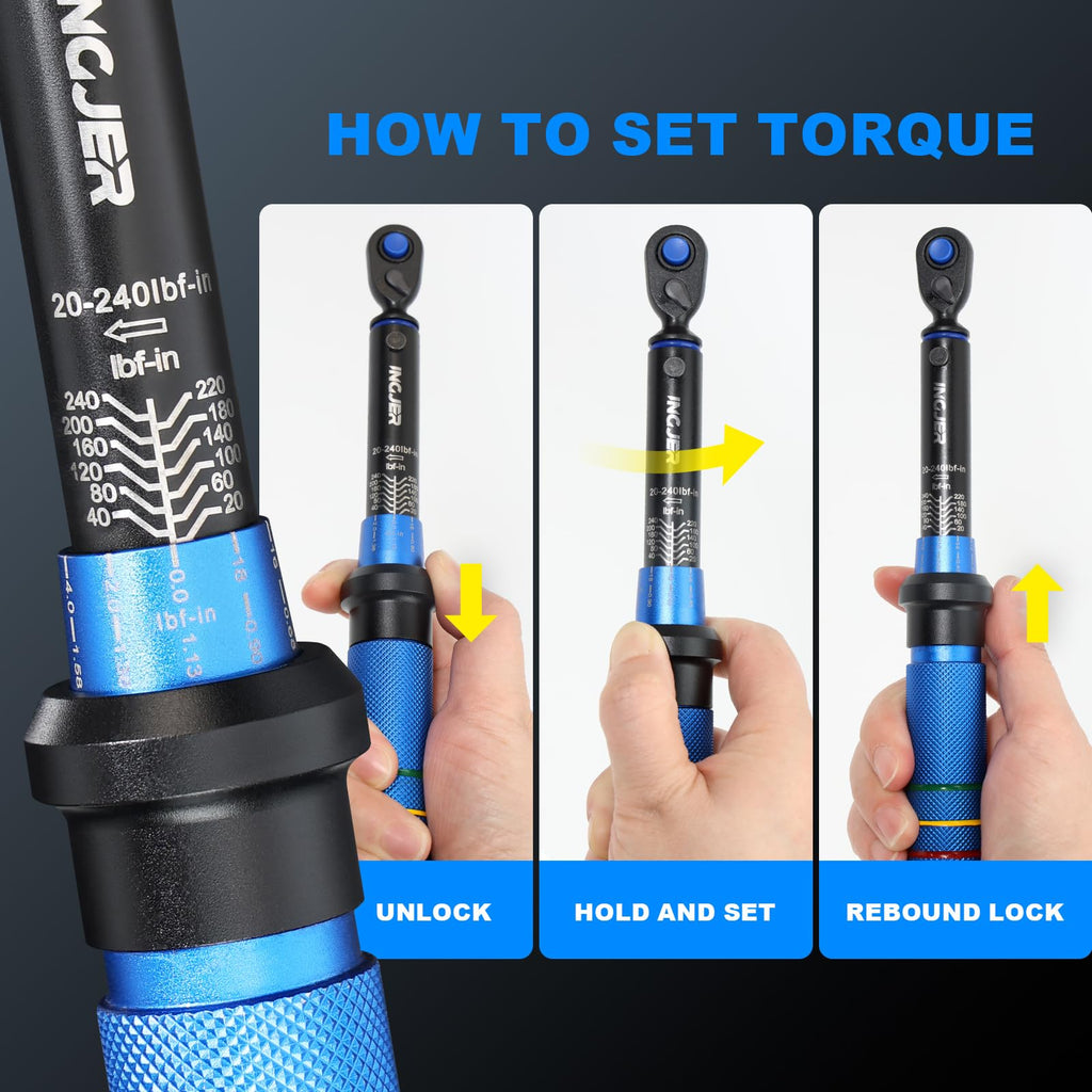 INGJER Torque Wrench, Mini 20-240in.lb, UPGRADE 1/4 Torque Wrench