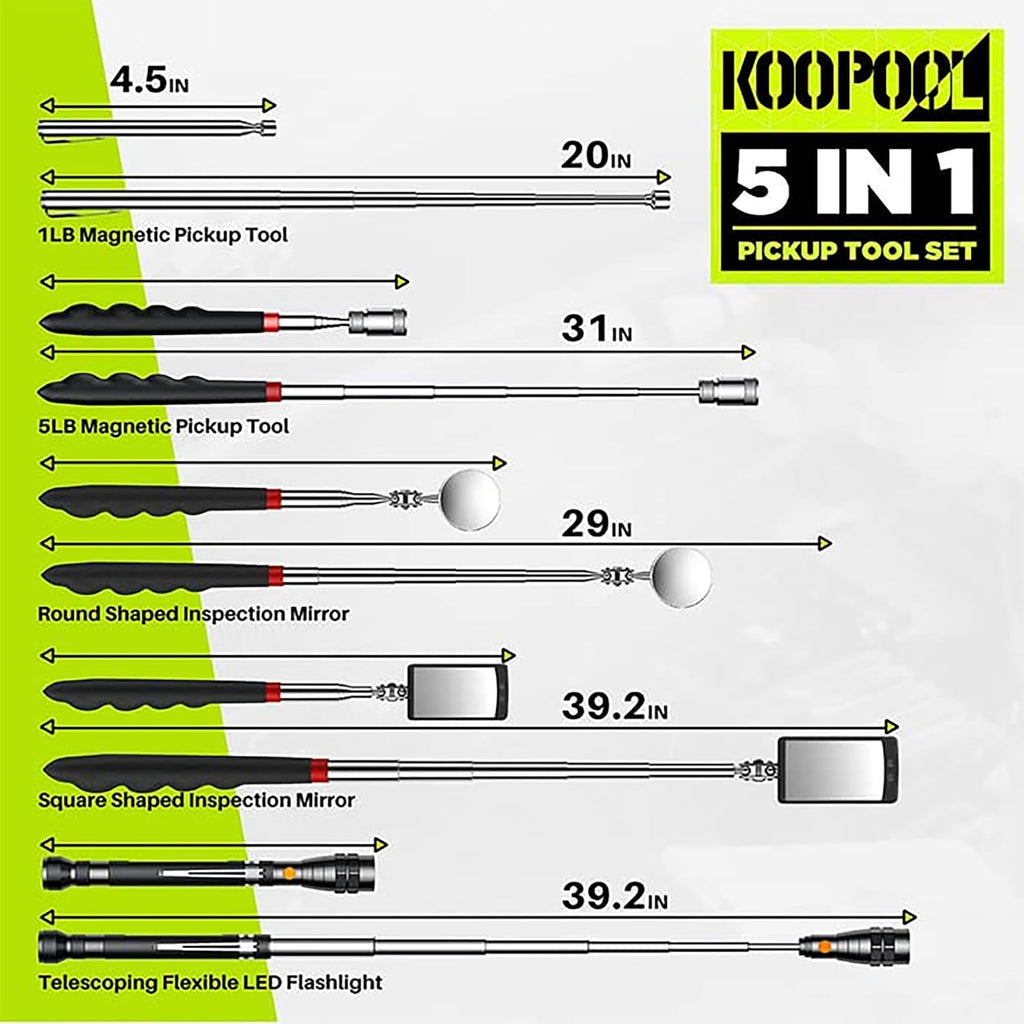Telescoping Magnetic Pickup Tool Set, Inspection Mirror Telescoping, LED Flashlight, Cool Gadgets for Men, Gifts for, Dad, Husband, Kids, Boyfriend, Magnet Stick (Amber)